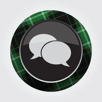 Button green, black tartan - two speech bubbles Stock Illustration