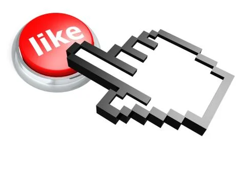Like button with hand cursor Ilustração Stock
