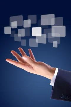 Button on hand Stock Photos