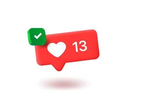 Button with heart icon with checkmark pictogram isolated on white. 3d vector  Illustrazione stock