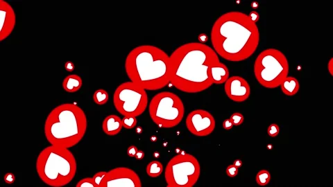 Like button, heart shape, love, animated react emotion icon isolated on black Stock Footage 213511160