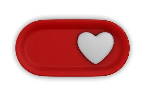 Button with heart on white background. Isolated 3D illustration Stockillustratie