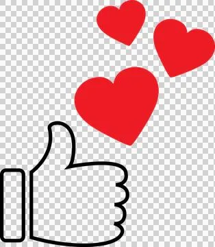 Like button with hearts Stock Illustration