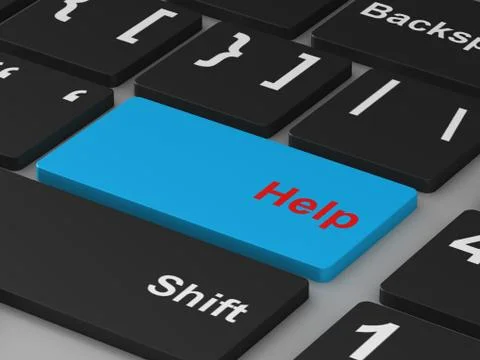 Button help on keyboard. 3D illustration イラスト素材