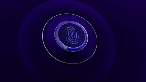 Button hi tech switch fingerprint touch scanner. Sci Fi futuristic animation. 3D 스톡 동영상 251790524
