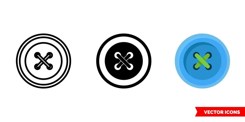 Button icon of 3 types. Isolated vector sign symbol. Stock Illustration