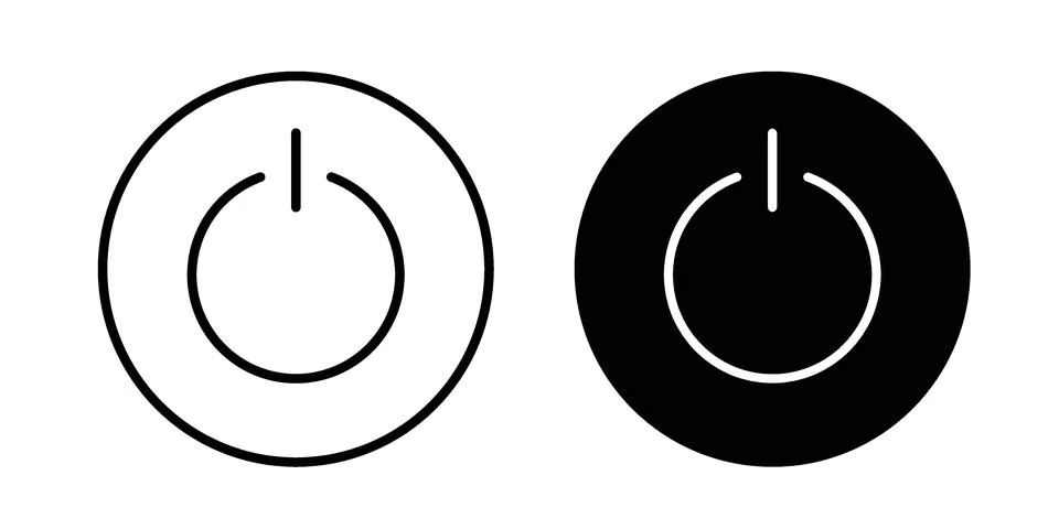 Button on off icon black vector isolated on white Illustrazione stock
