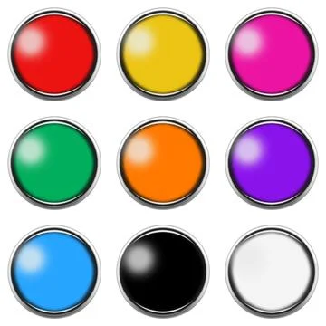 Button icon set isolated on white with clipping path 3d illustration Stock Illustration