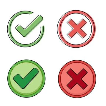 Button icons with green checkmark and red-1 Stock Illustration