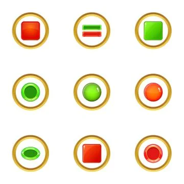 Button icons set, cartoon style Stockillustratie