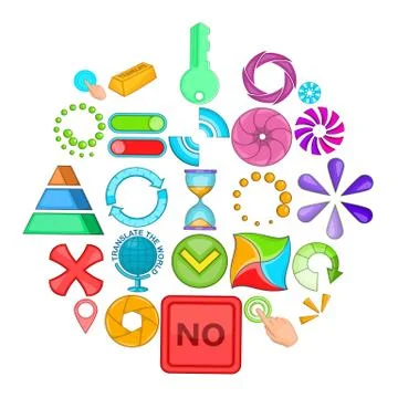 Button icons set, cartoon style イラスト素材