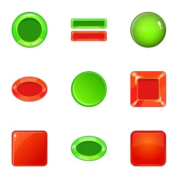 Button icons set, cartoon style Stockillustratie
