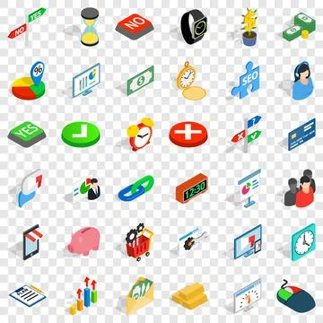 Button icons set, isometric style Stock Illustration