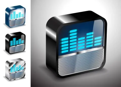 Button icons vector 3D equalizer radio Stock Illustration