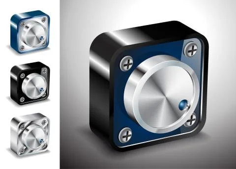 Button icons vector 3D voice sound Stock Illustration