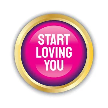 Button illustration start loving you. Valentine's Day. 스톡 일러스트