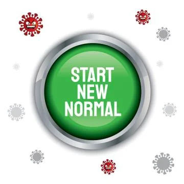 Button illustration starts a new normal life after the covid-19 outbreak. 스톡 일러스트