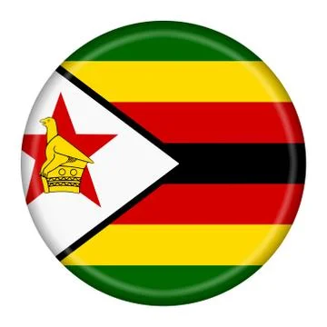 Button illustration Zimbabwe flag isolated on a white background with clippin Stock Illustration