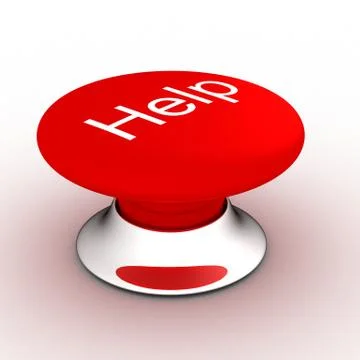 Button with an inscription the help on a white background. 3D image. Stock Illustration