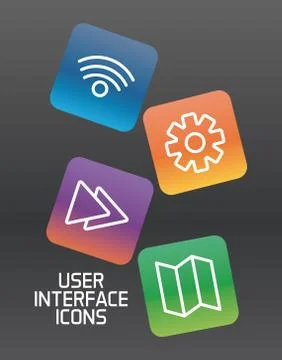 Button with interface set block gradient style icons Stock Illustration