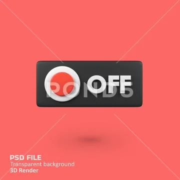 Off button isolated 3d render icon illustration PSD Template