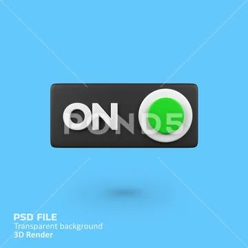 On button isolated 3d render icon illustration PSD Template