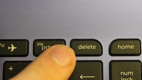 Button, keyboard, delete, finger, person, technician, computer Stock Photos