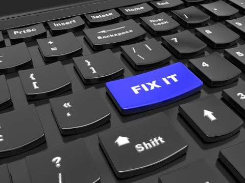 Button on the keyboard - to fix it, fix up - the help concept in addressing the Stockillustratie