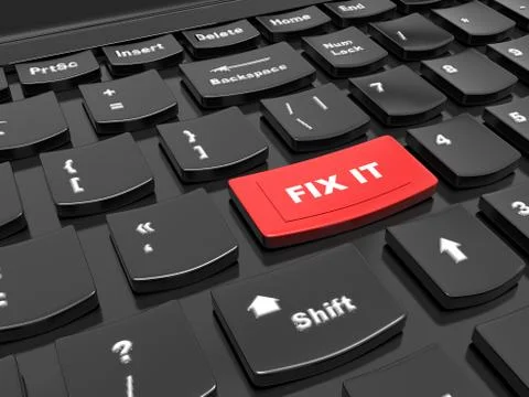 Button on the keyboard - to fix it, fix up - the help concept in addressing the 库存插图