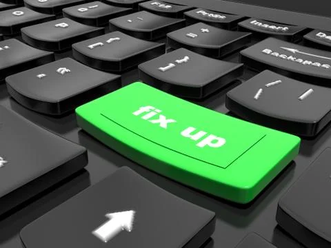 Button on the keyboard - to fix it, fix up - the help concept in addressing the イラスト素材