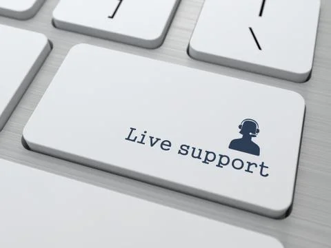 Button on Keyboard: "Live Support" Stock Illustration