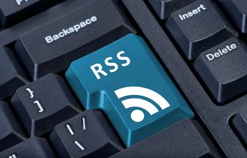 Button keypad RSS with icon. Button keypad RSS with icon. Concept of inter... Stock Photos