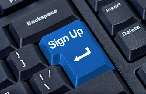 Button keypad sign up with arrow. Button keypad sign up with arrow. Copyri... Stock Photos