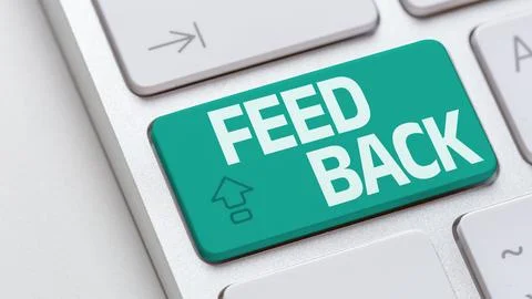 Button labeled feedback on a keyboard showing the importance of user input in 写真素材