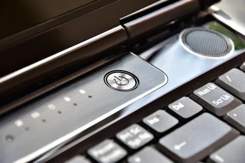 Button on laptop Stock Photos