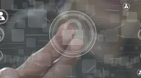Button lock security business online network web Stock Footage 69060651