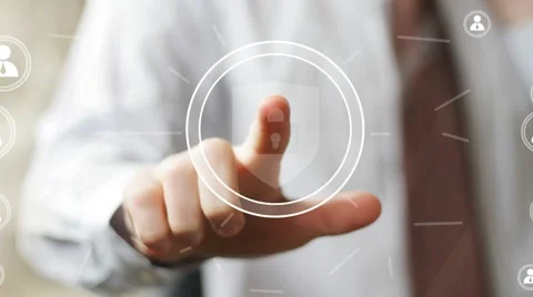Button locked shield security virus business network Stock Footage 67481107