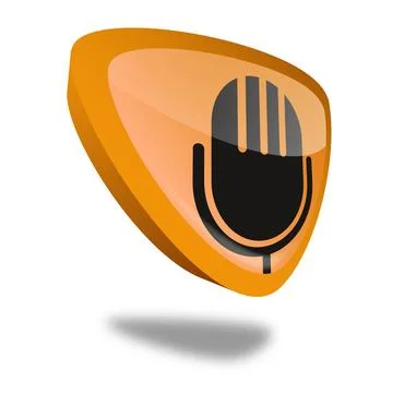 Button Microphone orange microphone button with perspective, symbol for au... Stock Photos