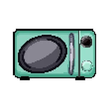 Button microwave oven pixel art vector illustration Stock Illustration