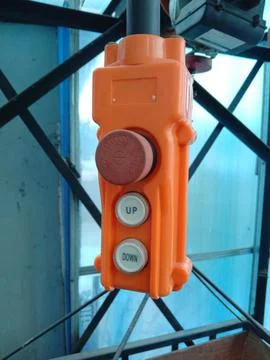 Button to move the goods elevator Foto stock