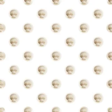 Button mushroom seamless pattern on white background Illustrazione stock