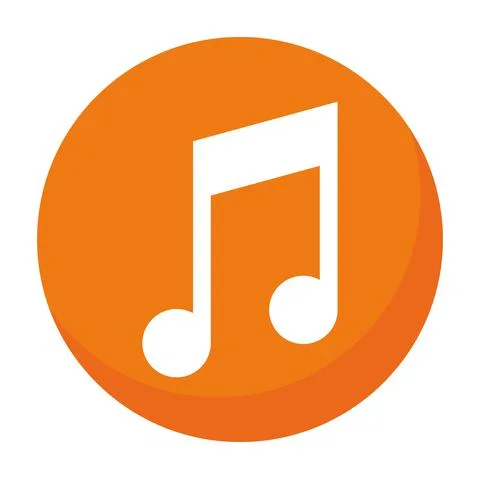 Button with music note Stock Illustration
