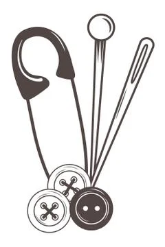 Button needle and pin of tailor shop design Stock Illustration