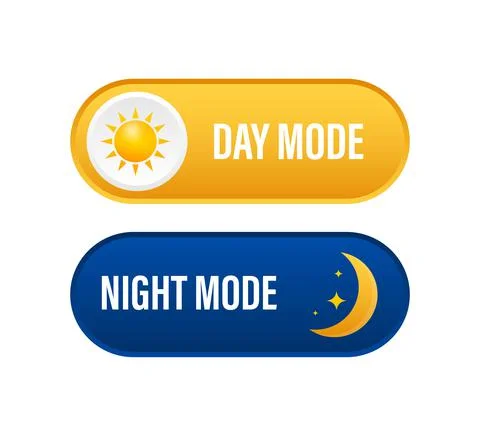 Button with night mode on dark background. Ui design. Dark theme. App interface Illustrazione stock