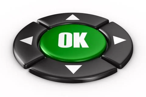 Button ok on white background. Isolated 3D image Stock Illustration