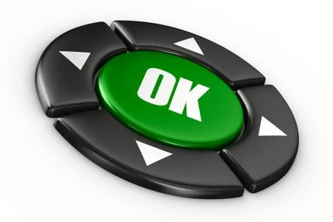 Button ok on white background. Isolated 3D image Stock Illustration