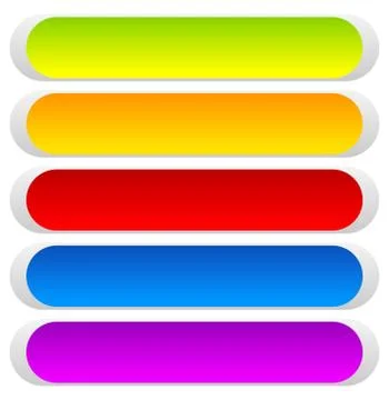 Button or banner backgrounds, tags, labels in 5 color Illustrazione stock