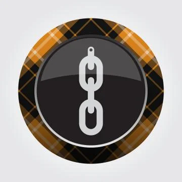 Button orange, black tartan - chain with hole Stock Illustration