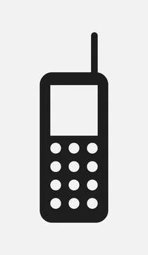 Button phone with antenna black vector icon Stock Illustration