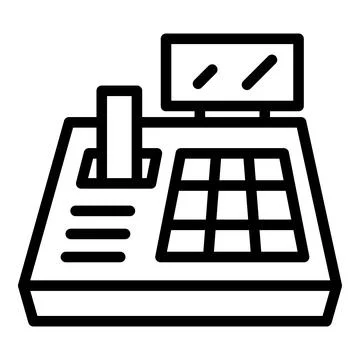 Button pos terminal icon outline vector. Center check Stock Illustration